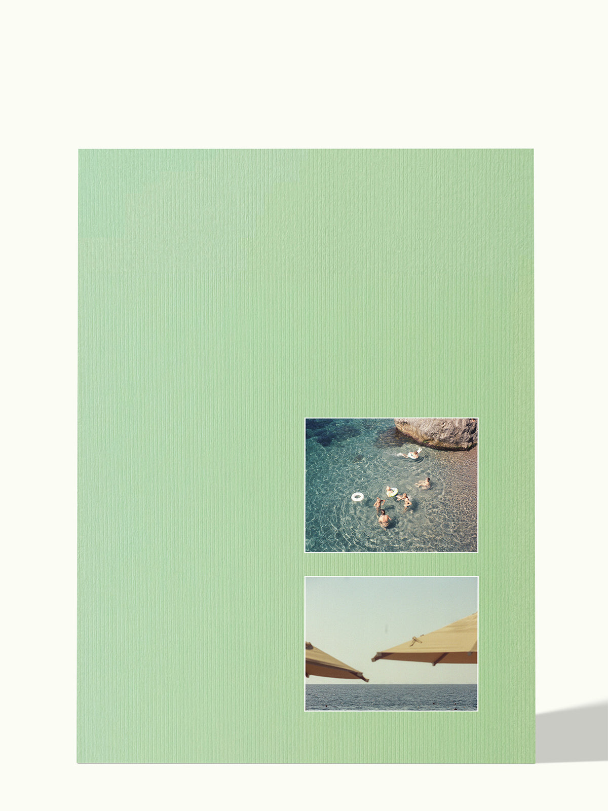 2x 15x20 photo passe-partout, off-center, 50x70 cm, colour Sage Green