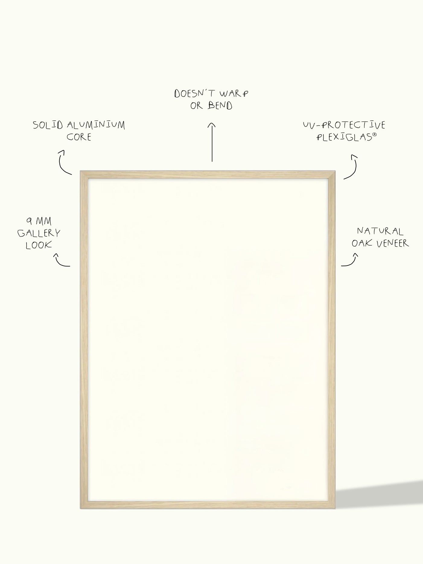 Wissellijst handgemaakt aluminium met eiken fineer