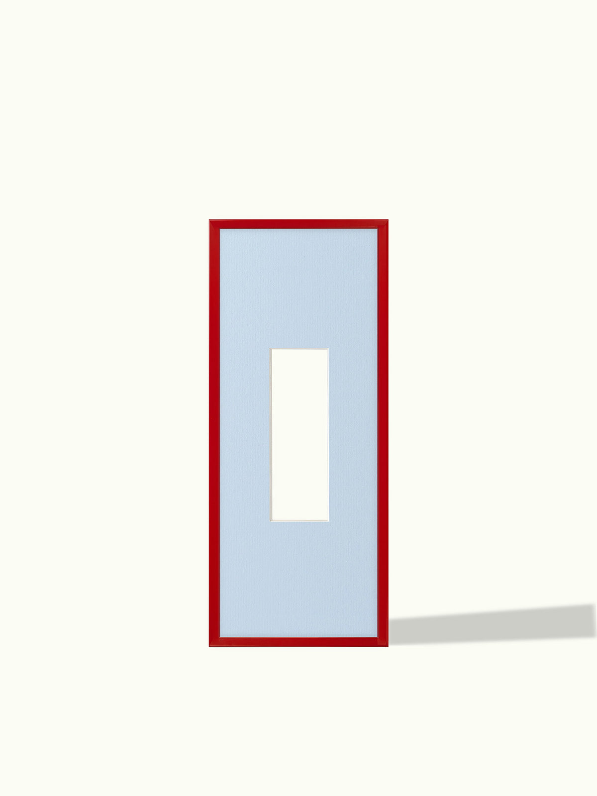 Fotostrip wissellijst cherry cola rood met passe-partout in Breezy Blue