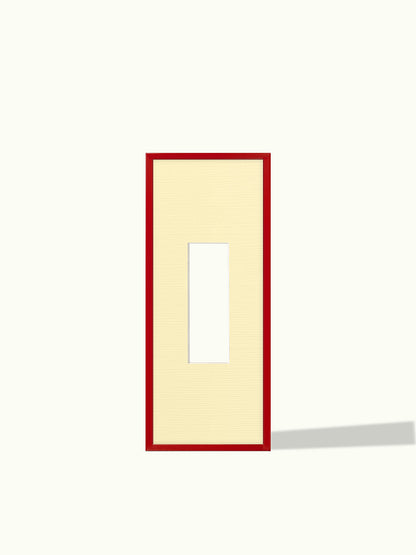 Fotostrip wissellijst cherry cola rood met passe-partout in Butter Yellow