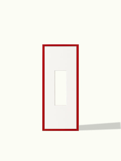 Fotostrip wissellijst cherry cola rood met passe-partout in Canvas Cream